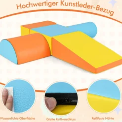 5 TLG. Schaumstoffbausteine Riesenbausteine zum Toben & Klettern Großbausteine Orange + Gelb