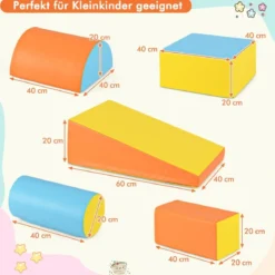 5 TLG. Schaumstoffbausteine Riesenbausteine zum Toben & Klettern Großbausteine Orange + Gelb