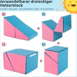 6 TLG. Schaumstoffbausteine Softbausteine mit Tunne Treppe & Rampe Bunt/Blau+Lila mit Klettverschlüsse