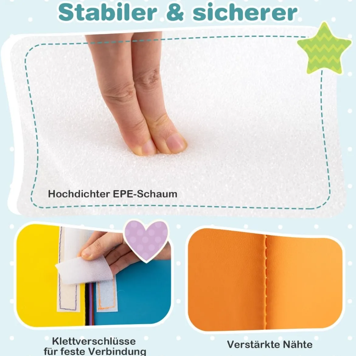6 TLG. Schaumstoffbausteine Softbausteine mit Tunne Treppe & Rampe Bunt/Blau+Lila mit Klettverschlüsse