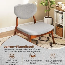 3 tlg. Sessel mit Beistelltisch Gepolstertes Loungesessel Set Kleiner Tisch mit 2 Stühlen Hellgrau
