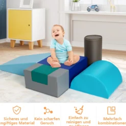 6 tlg.Softbausteine Kinder Großbausteine Riesenbausteine Schaumstoffbausteine Blau