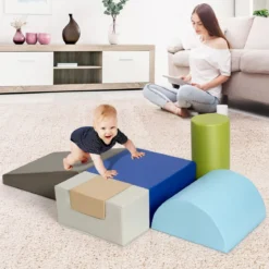 6 tlg. Softbausteine Kinder Großbausteine Riesenbausteine Schaumstoffbausteine Braun