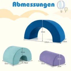 3-TLG. Softbausteine Schaumstoffbausteine zum Klettern & Krabbeln Kletterbogen Blau