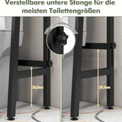 Toilettenregal freistehend Badezimmerregal mit verstellbaren Regalen 65 x 28 x 159 cm Schwarz