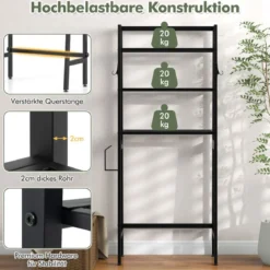 Toilettenregal freistehend Badezimmerregal mit verstellbaren Regalen 65 x 28 x 159 cm Schwarz