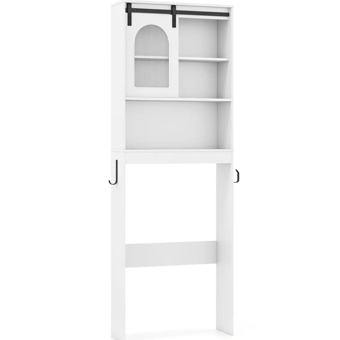 Toilettenschrank Badezimmer-Organizer im Bauernhausstil mit Schiebetür im Scheunentor-Design Weiß