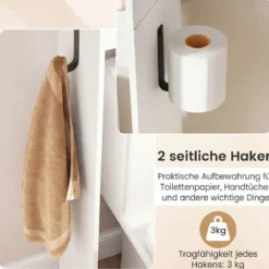 Toilettenschrank Badezimmer-Organizer im Bauernhausstil mit Schiebetür im Scheunentor-Design Weiß
