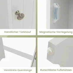 Toilettenschrank mit Toilettenpapierhalter & Verstellbaren Regalen Toilettenregal Badschrank Weiß