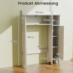 Toilettenschrank mit Toilettenpapierhalter & Verstellbaren Regalen Toilettenregal Badschrank Weiß