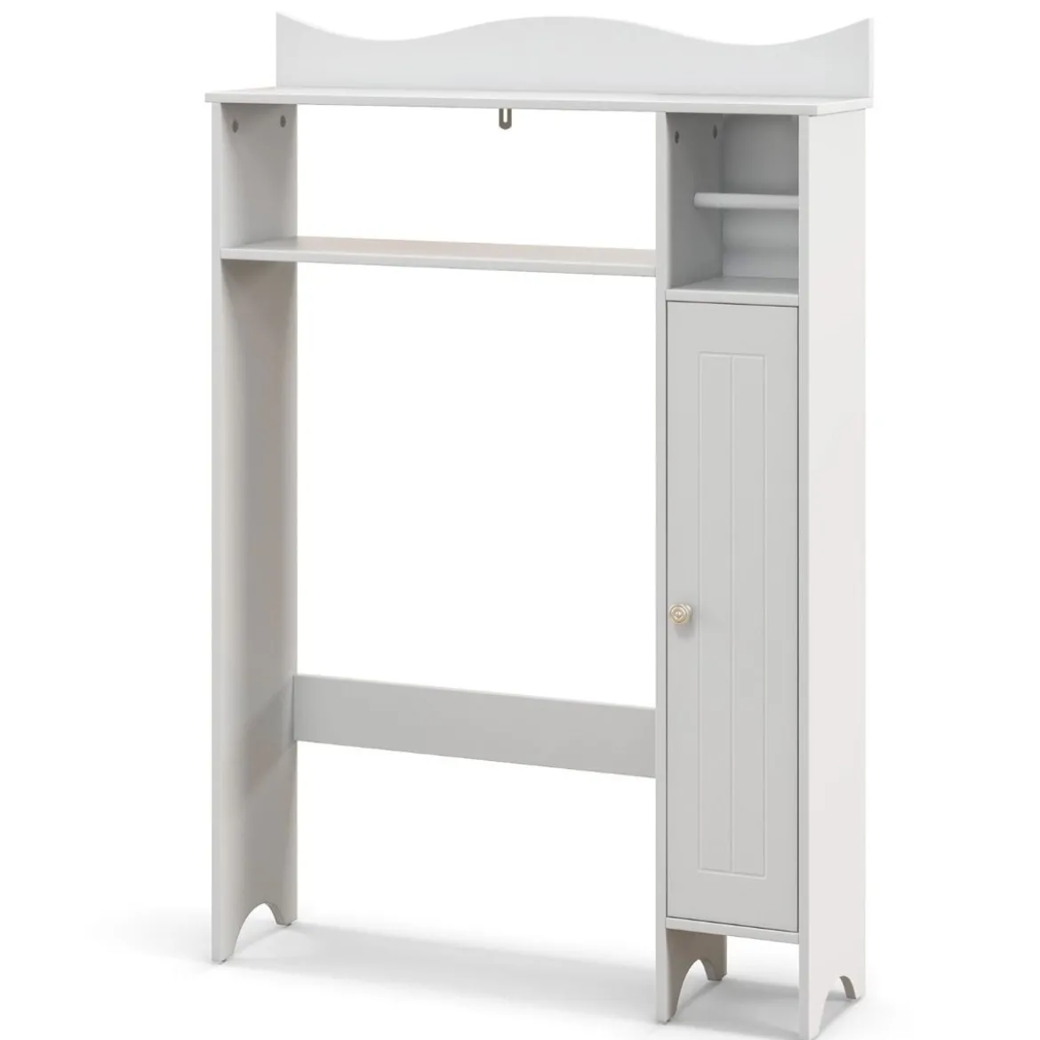 Toilettenschrank mit Toilettenpapierhalter & Verstellbaren Regalen Toilettenregal Badschrank Weiß