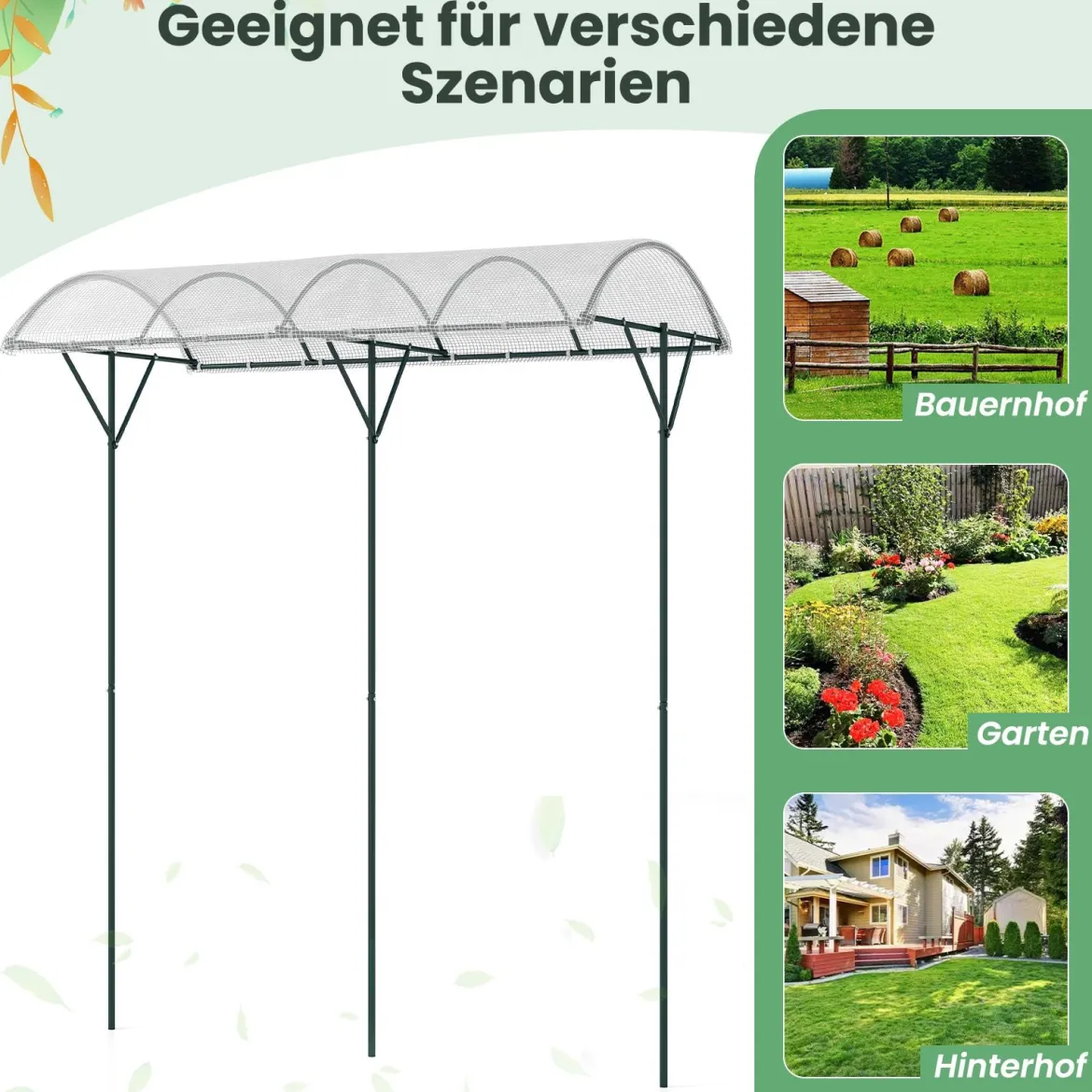 Tomatendach mit Regendichtem PE-Dach & Windseile & Bodennägel Metall Schutzdach