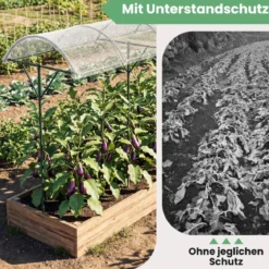 Tomatendach mit Regendichtem PE-Dach & Windseile & Bodennägel Metall Schutzdach