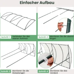Tomatendach mit Regendichtem PE-Dach & Windseile & Bodennägel Metall Schutzdach