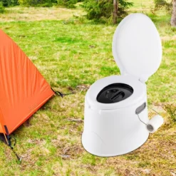 Tragbare Campingtoilette mit Abnehmbarem Eimereinsatz Reisetoilette bis 200 kg Belastbar Weiß