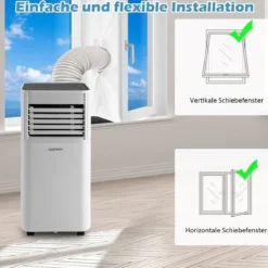 Tragbare Klimaanlage 4 in 1 Luftkühler mit Schwarzer LED-Anzeige 7000 BTU