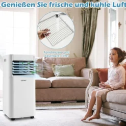 Tragbare Klimaanlage 4 in 1 Luftkühler mit Schwarzer LED-Anzeige 7000 BTU