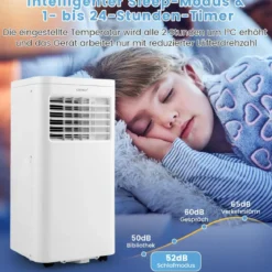 Tragbare Klimaanlage mit 2,5 KW Leistung 4-in-1-Raumkühler mit integriertem Luftentfeuchter