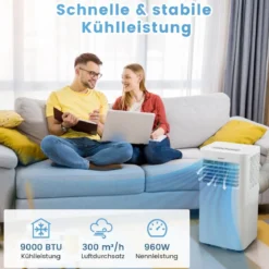 Tragbare Klimaanlage mit 2,5 KW Leistung 4-in-1-Raumkühler mit integriertem Luftentfeuchter