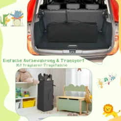 Tragbarer Babyspielplatz 3-in-1-Konvertierbarer Laufstall mit Bett 107 x 72 x 80,5 cm Grau