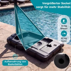 Tragbarer Basketballständer 125-305cm Höhenverstellbarer Basketballkorb mit 109cm Bruchsicherem Backboard