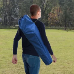 Tragbarer Drehstuhl Camping Zusammenklappbarer Drehstuhl mit Armlehnen und Anti-Rutsch Fußpolster Blau