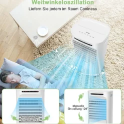 Tragbarer 3 in 1 Verdunstungsluftkühler mit Ventilator & Luftbefeuchter Weiß