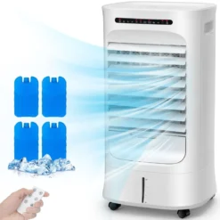 Tragbarer 3 in 1 Verdunstungsluftkühler mit Ventilator & Luftbefeuchter Weiß