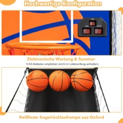 Tragbares Arcade-Basketballspiel Basketballautomat für Kinder 208 x 62 x 207 cm Schwarz