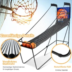Tragbares Arcade-Basketballspiel Basketballautomat für Kinder 208 x 62 x 207 cm Schwarz