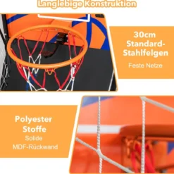 Tragbares Arcade-Basketballspiel Basketballautomat für Kinder 208 x 62 x 207 cm Schwarz