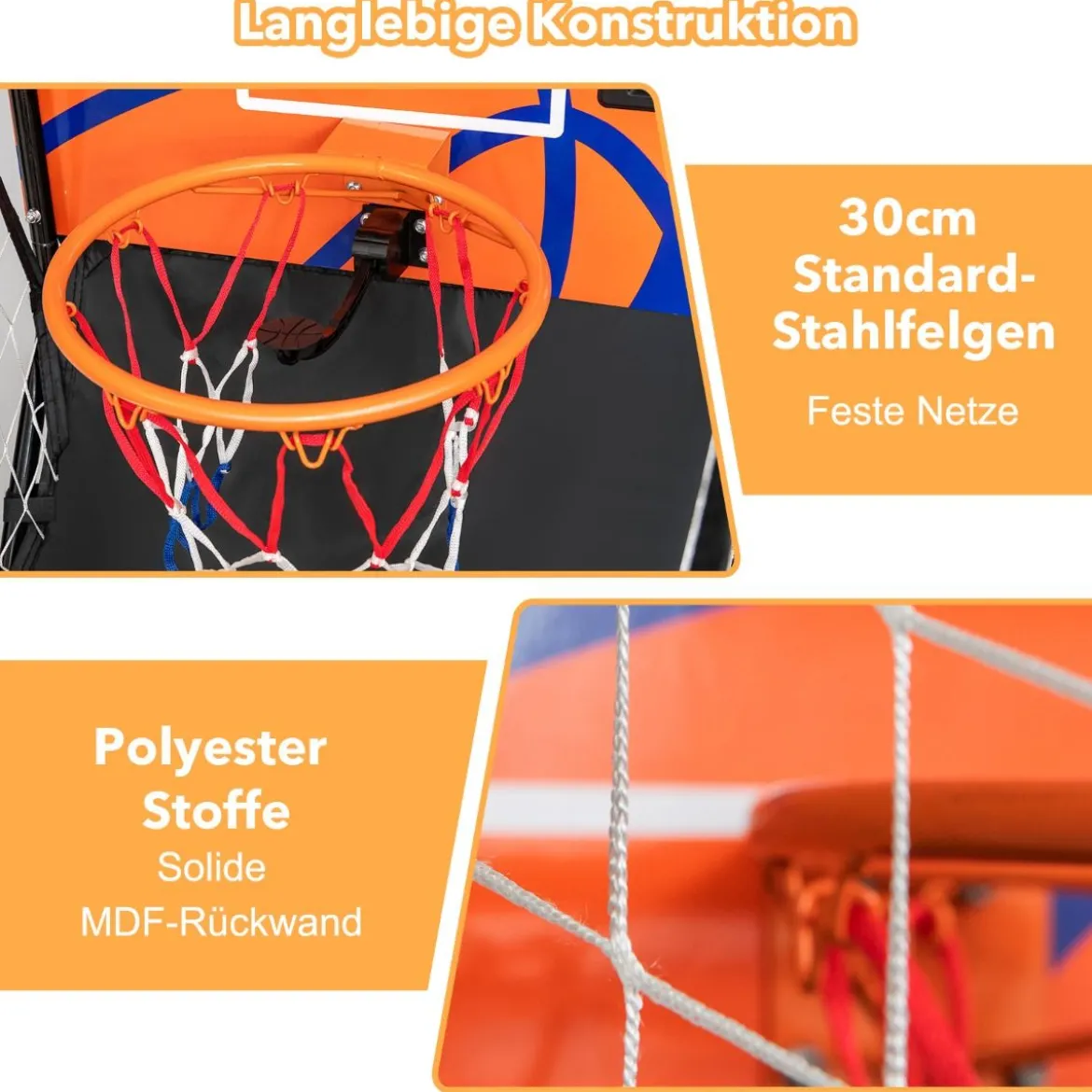 Tragbares Arcade-Basketballspiel Basketballautomat für Kinder 208 x 62 x 207 cm Schwarz
