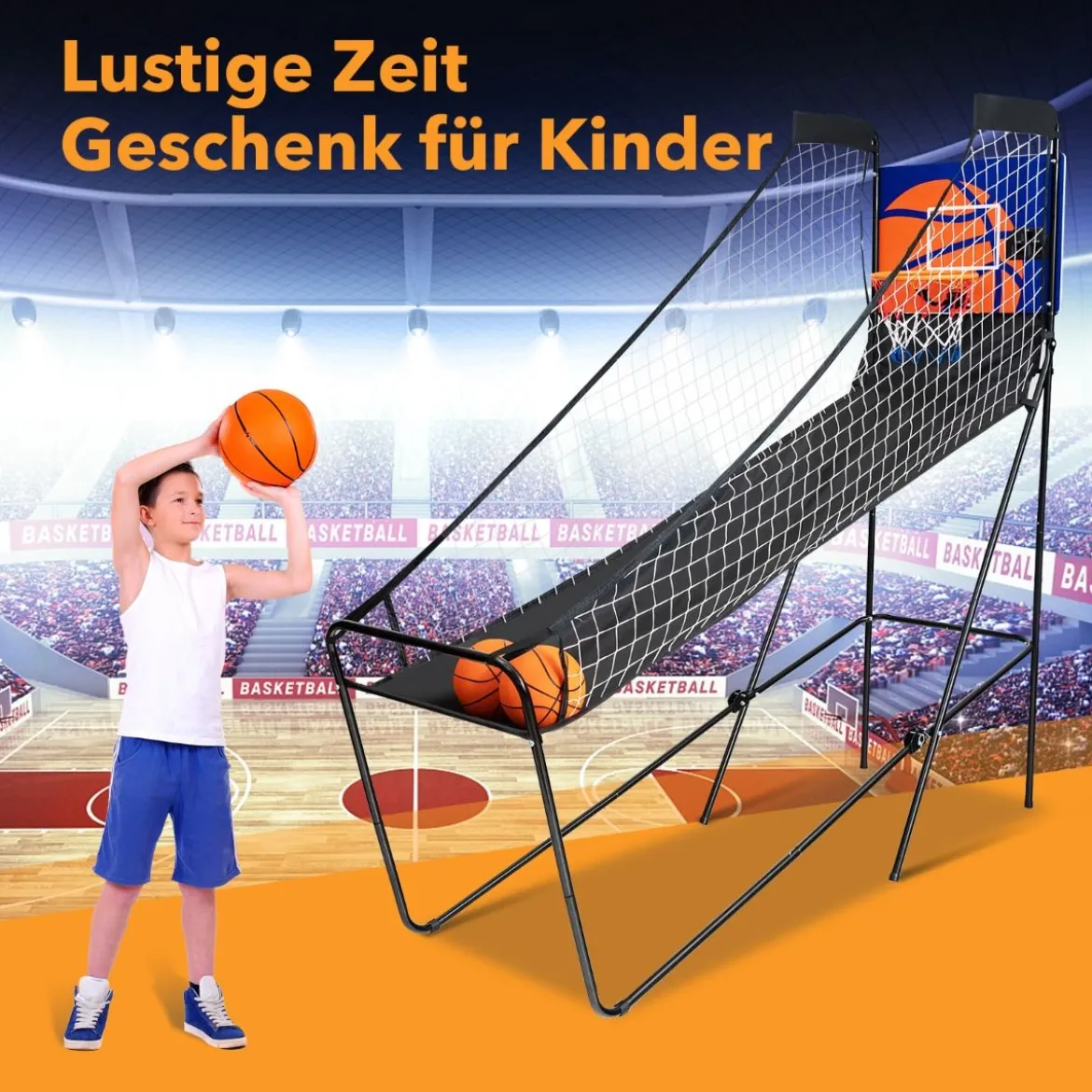 Tragbares Arcade-Basketballspiel Basketballautomat für Kinder 208 x 62 x 207 cm Schwarz