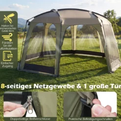 Tragbares Campingzelt Faltbares Netzzelt für 6-8 Personen mit Netzwand Sonnenschutz & Tragetasche