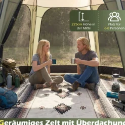 Tragbares Campingzelt Faltbares Netzzelt für 6-8 Personen mit Netzwand Sonnenschutz & Tragetasche