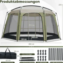 Tragbares Campingzelt Faltbares Netzzelt für 6-8 Personen mit Netzwand Sonnenschutz & Tragetasche