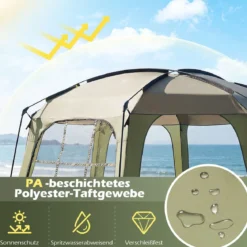 Tragbares Campingzelt Faltbares Netzzelt für 6-8 Personen mit Netzwand Sonnenschutz & Tragetasche