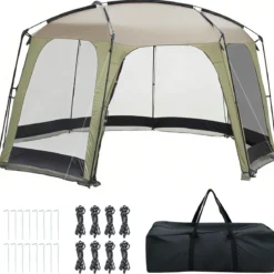 Tragbares Campingzelt Faltbares Netzzelt für 6-8 Personen mit Netzwand Sonnenschutz & Tragetasche