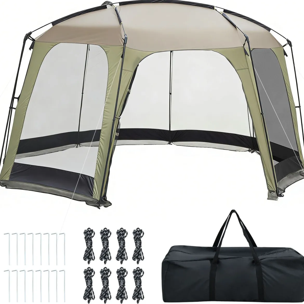 Tragbares Campingzelt Faltbares Netzzelt für 6-8 Personen mit Netzwand Sonnenschutz & Tragetasche