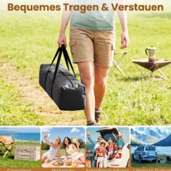 Tragbares Campingzelt für 6 Personen mit Sonnenschutz Wasserfestes Pop-up Zelt mit Tragetasche Orange
