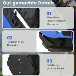 Tragbares Golf Cart Bag mit 14 er Unterteilung & Regenhaube Golfbag Leichte Golftasche Blau