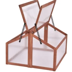 Tragbares Holz Kalthaus Gewächshaus Gewächshaus Treibhaus 90 x 80 x 58,5 cm Natur