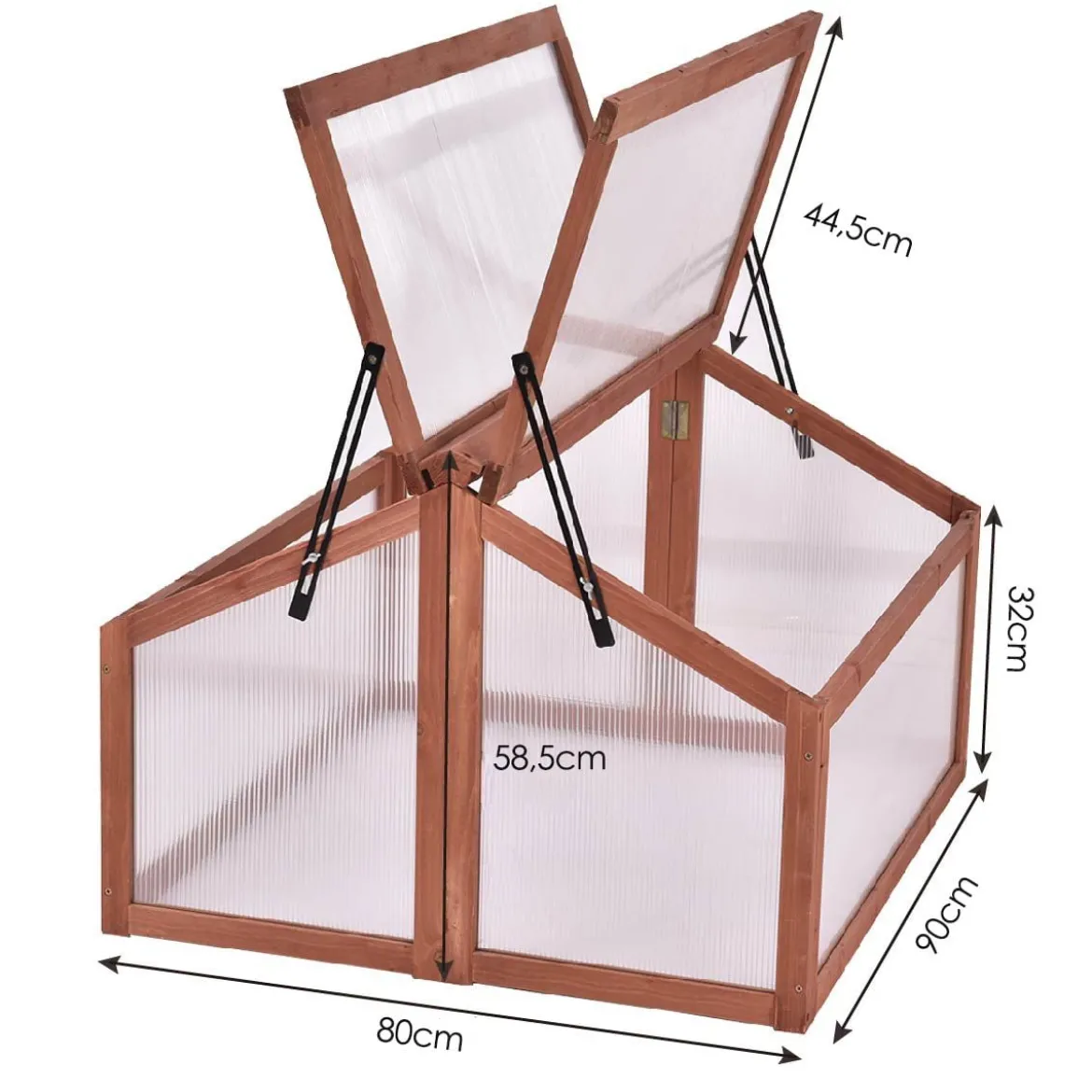 Tragbares Holz Kalthaus Gewächshaus Gewächshaus Treibhaus 90 x 80 x 58,5 cm Natur