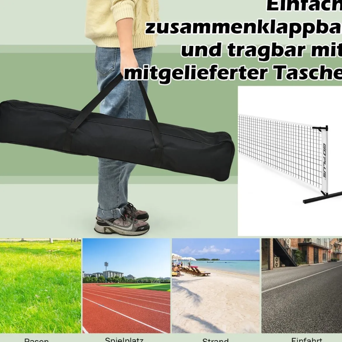 Tragbares Pickleball-Netz mit Metallrohren starkem Polyesternetz & Tragetasche aus Oxford-Stoff wetterfestes Sportnetz 670 cm langes