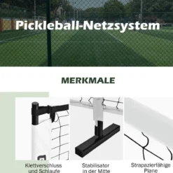 Tragbares Pickleball-Netz mit Metallrohren starkem Polyesternetz & Tragetasche aus Oxford-Stoff wetterfestes Sportnetz 670 cm langes