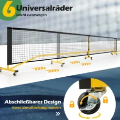 tragbares Pickleball Netz mit Rollen 6,7 m Pickleball-System in offizieller Größe mit Metallrahmen