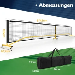 tragbares Pickleball Netz mit Rollen 6,7 m Pickleball-System in offizieller Größe mit Metallrahmen