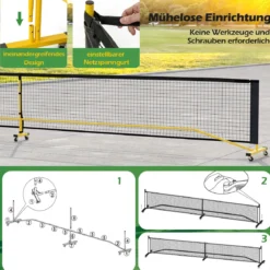 tragbares Pickleball Netz mit Rollen 6,7 m Pickleball-System in offizieller Größe mit Metallrahmen