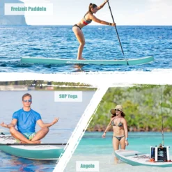 Tragbares Surfbrett Stand Up Surfbrett Aufblasbares Board 335 x 76 x 16 cm Blau