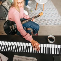 Tragbares 88 Tasten Roll Up Piano mit 128 Rhythmen & MIDI-Bluetooth Silikon Weiß